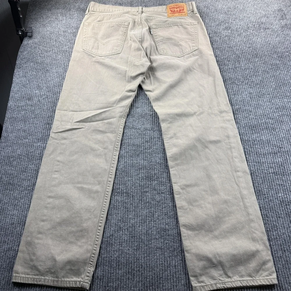 Levis 505 Jeans Mens 36x30 Beige Khaki Straight Leg Denim Pants Mid Rise‎ Casual